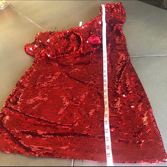 VALENTINE’S DAY DATE NIGHT DRESS 🔥LEITH RED HOT Glam sequin one shoulder sexy - Picture 13 of 15